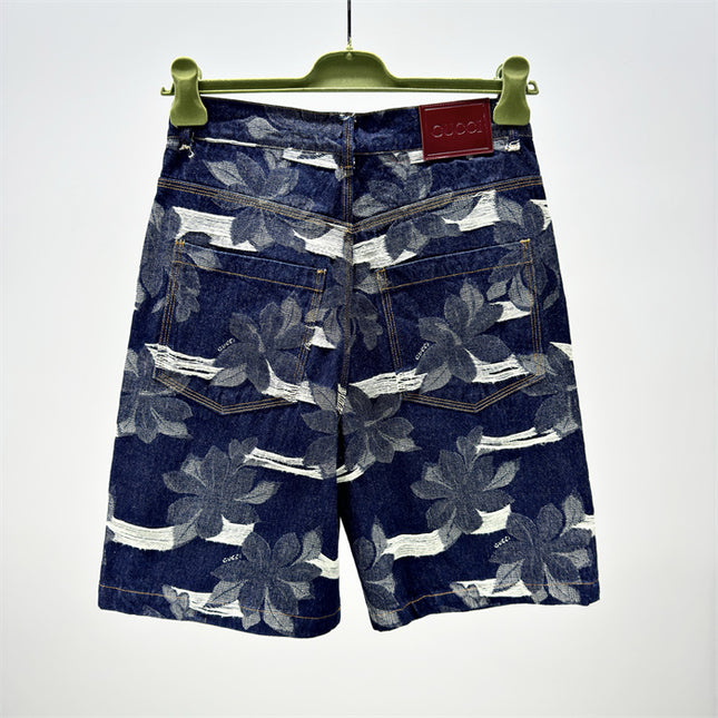 Gucci Floral‑Print Denim Bermuda Shorts