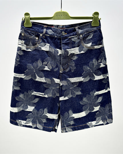 Gucci Floral‑Print Denim Bermuda Shorts