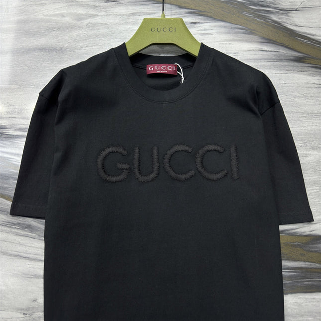 Gucci Fringed Logo Cotton‑Jersey T‑Shirt