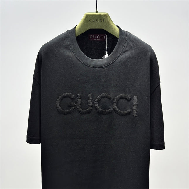 Gucci Fringed Logo Cotton‑Jersey T‑Shirt