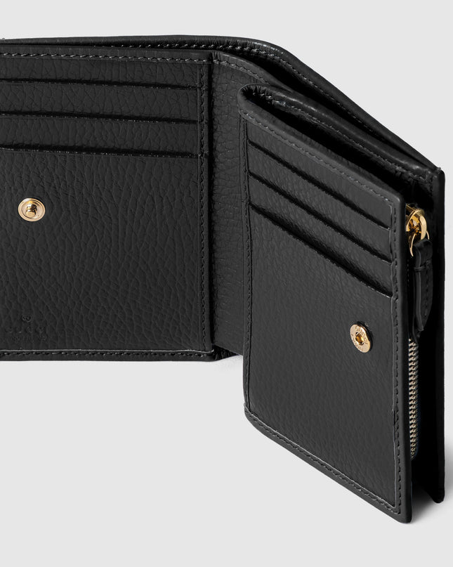 Gucci GG Black Grained Leather Bi-Fold Wallet