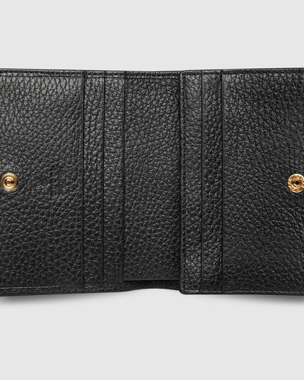 Gucci GG Black Grained Leather Compact Wallet