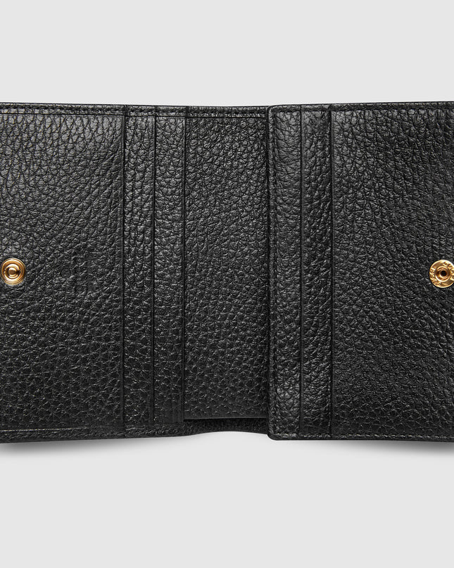 Gucci GG Black Grained Leather Compact Wallet