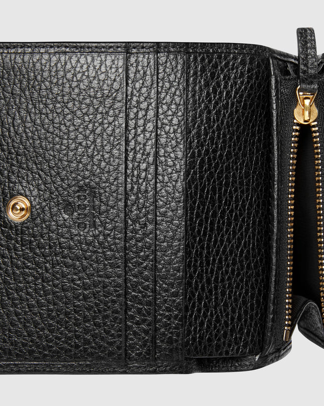Gucci GG Black Grained Leather Compact Wallet