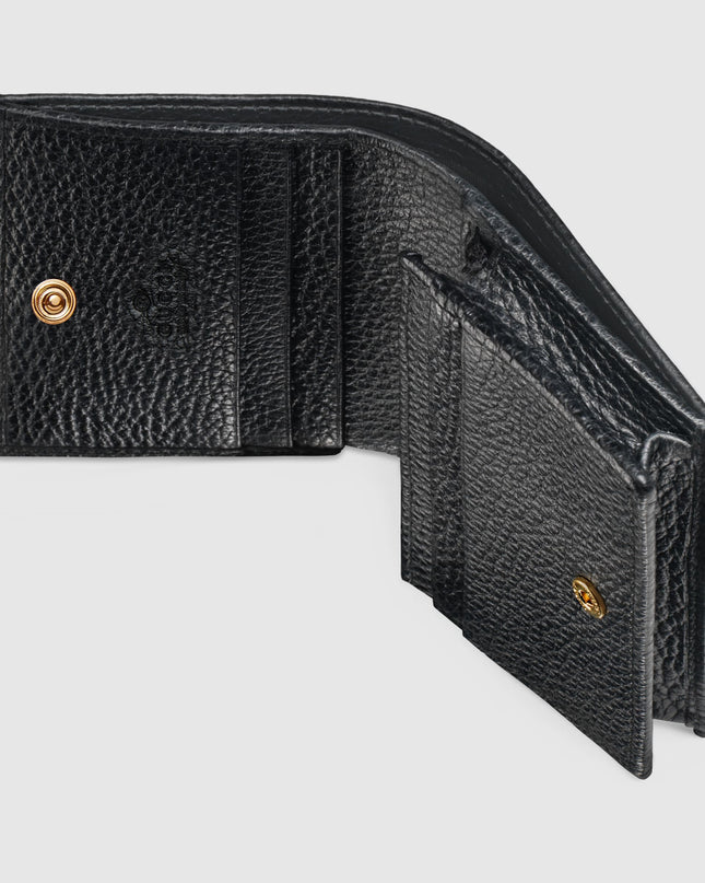 Gucci GG Black Grained Leather Compact Wallet