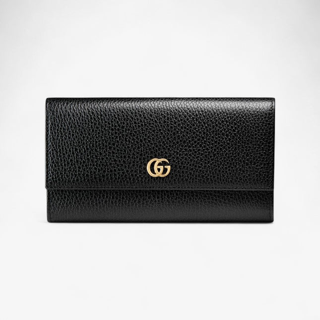 Gucci GG Black Grained Leather Continental Wallet