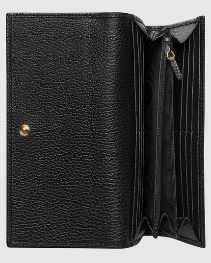 Gucci GG Black Grained Leather Continental Wallet