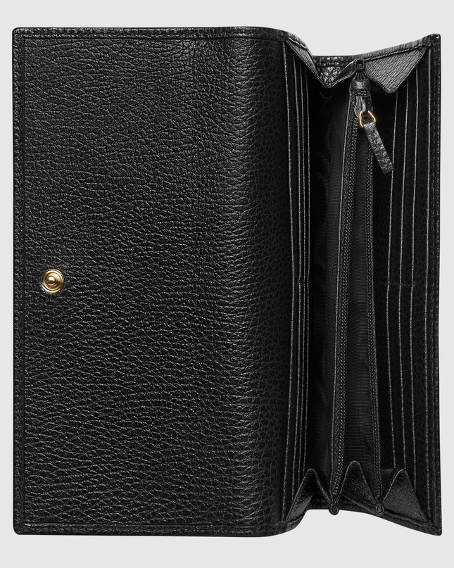 Gucci GG Black Grained Leather Continental Wallet