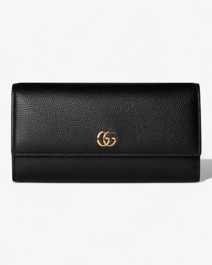 Gucci GG Black Grained Leather Long Continental Wallet