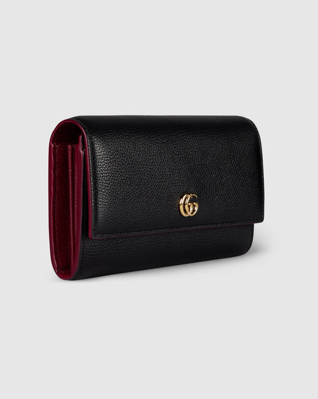 Gucci GG Black Grained Leather Long Continental Wallet