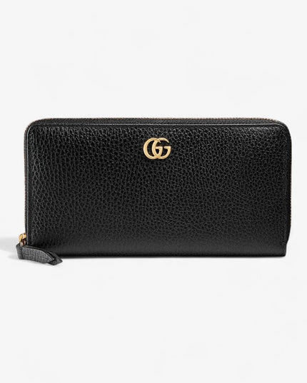 Gucci GG Black Grained Leather Zip-Around Wallet
