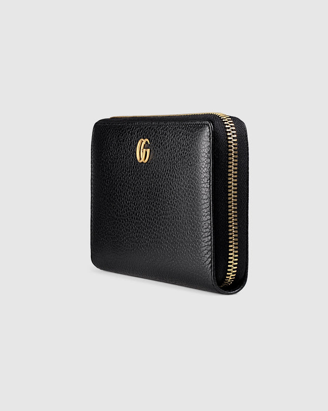 Gucci GG Black Grained Leather Zip-Around Wallet