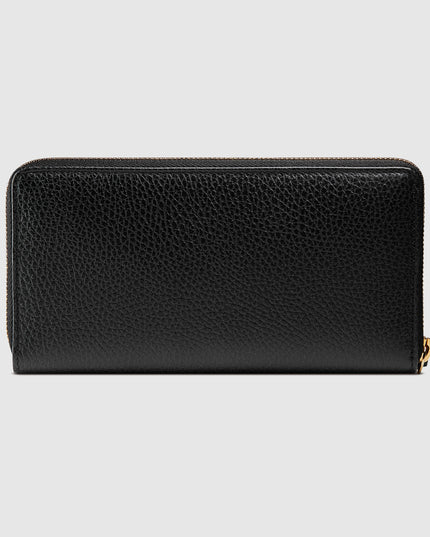 Gucci GG Black Grained Leather Zip-Around Wallet