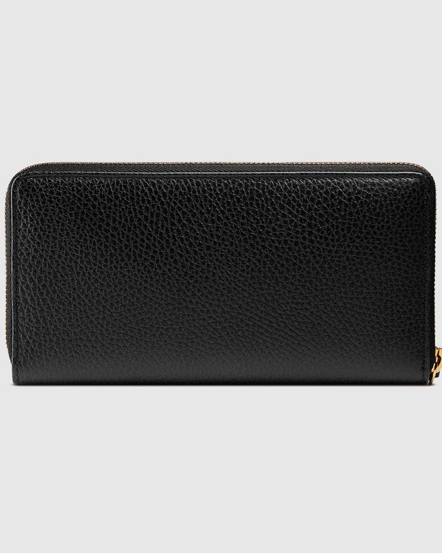 Gucci GG Black Grained Leather Zip-Around Wallet
