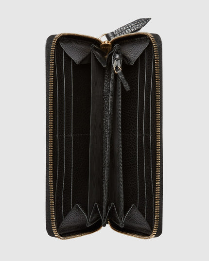 Gucci GG Black Grained Leather Zip-Around Wallet