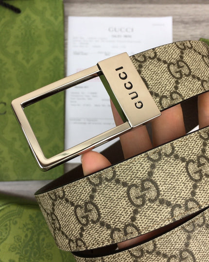 Gucci GG Canvas Belt – Rectangular Engraved Buckle