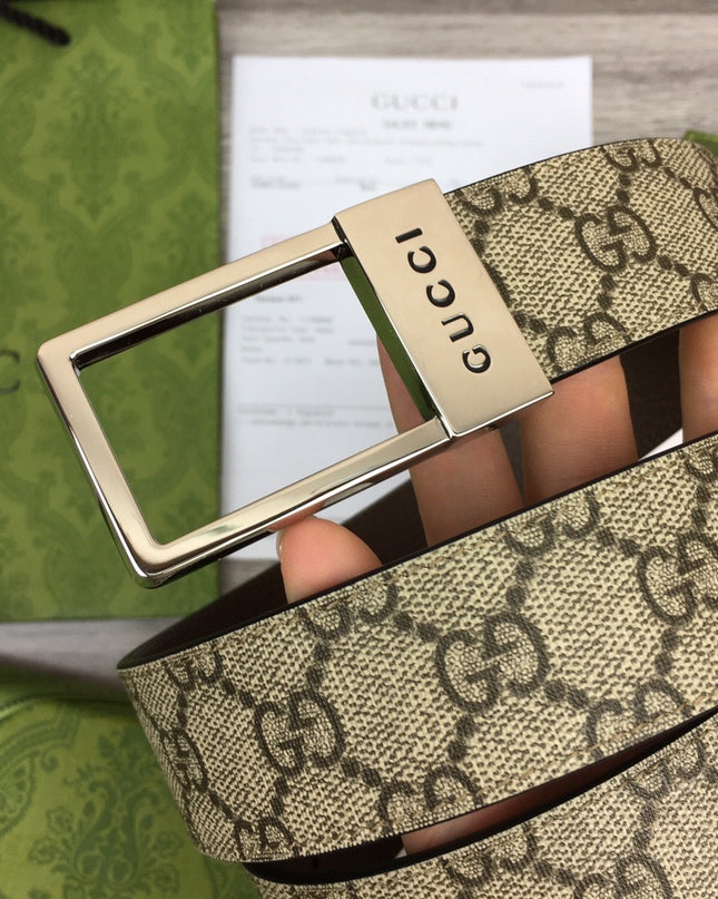 Gucci GG Canvas Belt – Rectangular Engraved Buckle