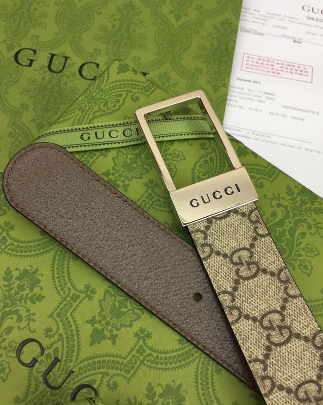 Gucci GG Canvas Belt – Rectangular Engraved Buckle