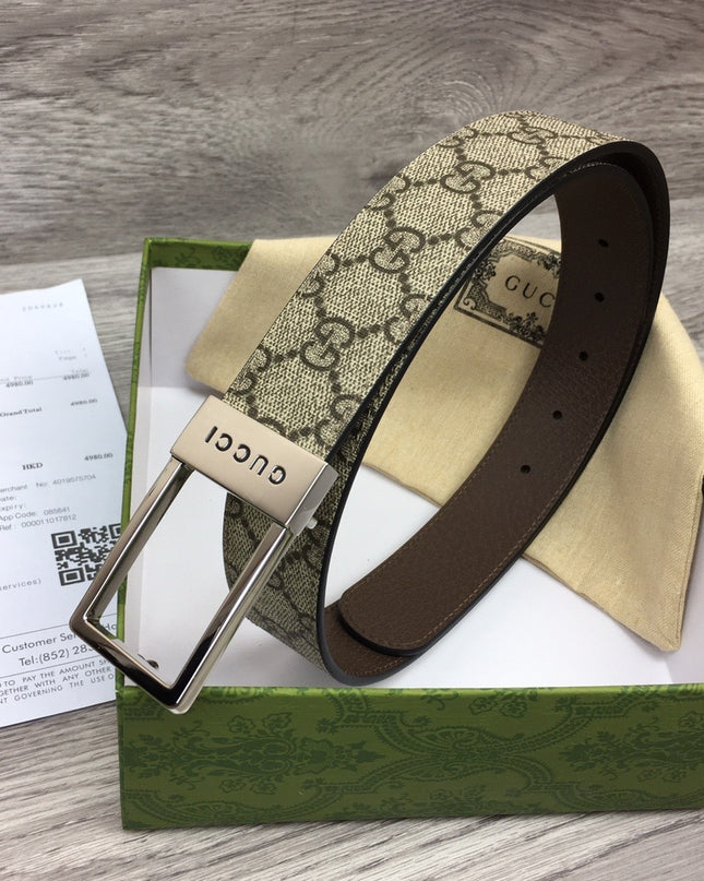 Gucci GG Canvas Belt – Rectangular Engraved Buckle