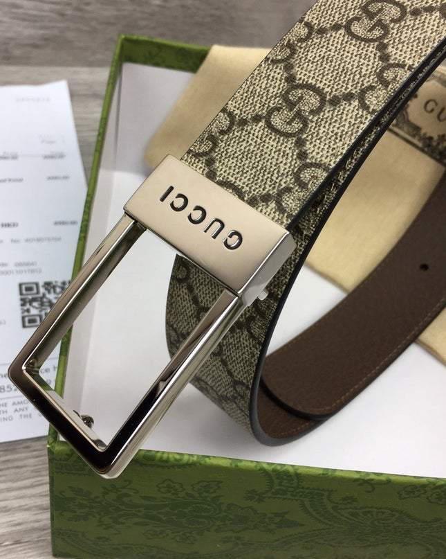 Gucci GG Canvas Belt – Rectangular Engraved Buckle