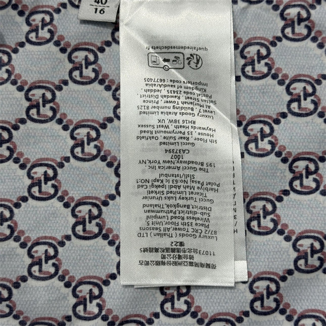 Gucci GG Chain Print Silk SweatShirt – Light Blue & Grey