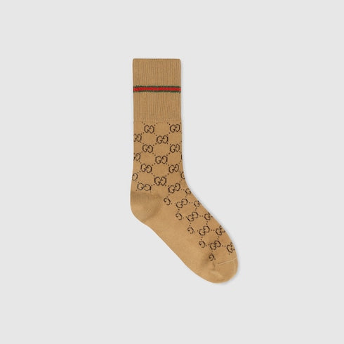 Gucci GG Cotton Socks with Web – Camel & Brown
