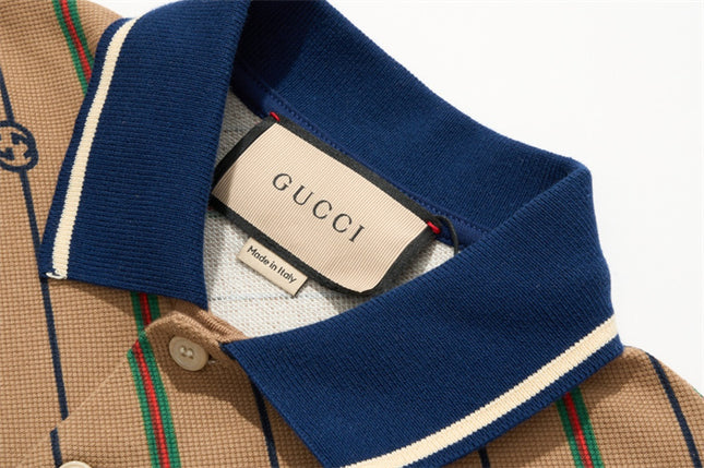 Gucci GG Cotton‑Silk Piqué Jacquard Polo Shirt