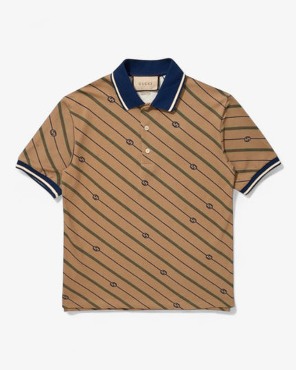 Gucci GG Cotton‑Silk Piqué Jacquard Polo Shirt