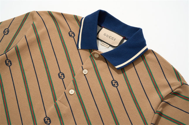 Gucci GG Cotton‑Silk Piqué Jacquard Polo Shirt