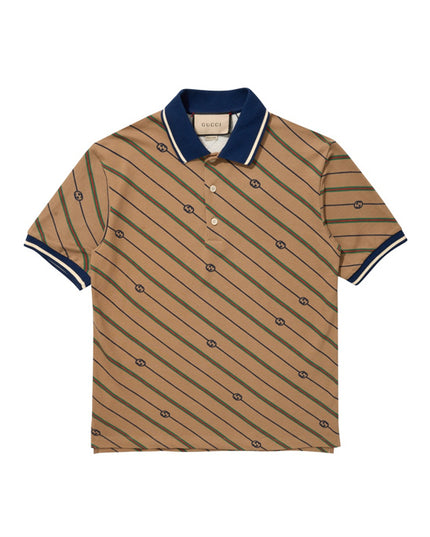 Gucci GG Cotton‑Silk Piqué Jacquard Polo Shirt