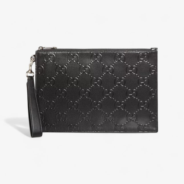 Gucci GG Embossed Leather Pouch Bag 696009 – Black