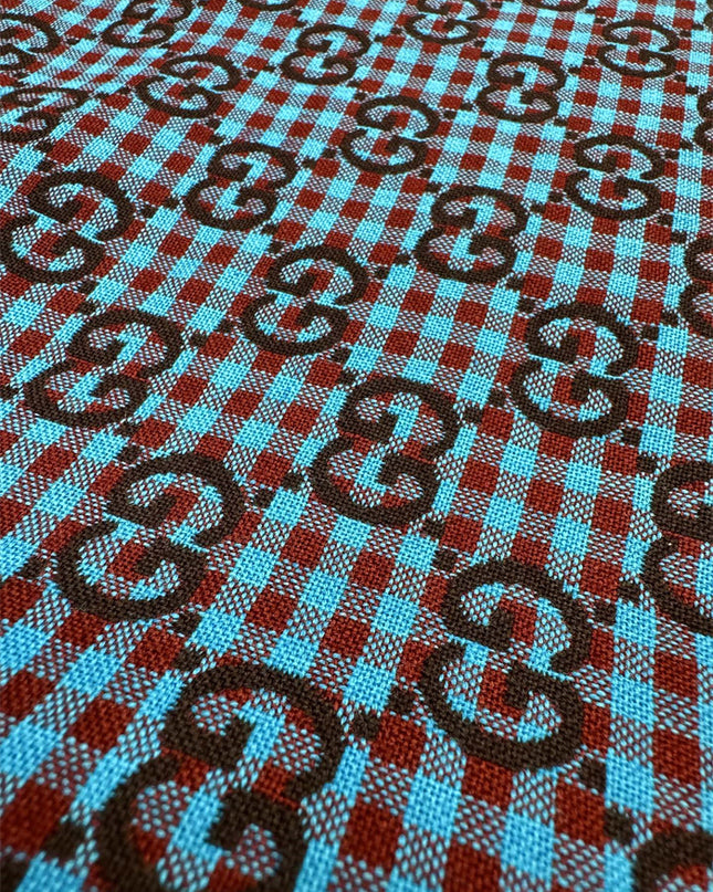 Gucci GG Jacquard Gingham Drawstring Shorts in Blue & Burgundy