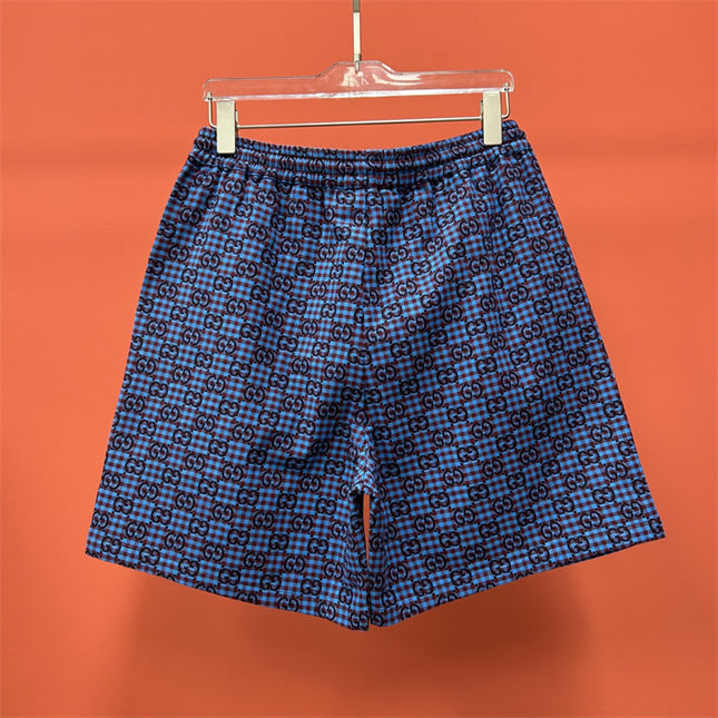 Gucci GG Jacquard Gingham Drawstring Shorts in Electric Blue
