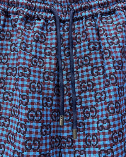 Gucci GG Jacquard Gingham Drawstring Shorts in Electric Blue