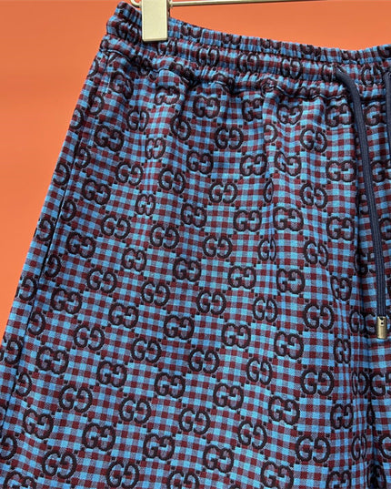 Gucci GG Jacquard Gingham Drawstring Shorts in Electric Blue