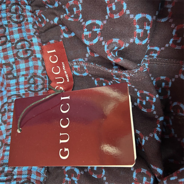 Gucci GG Jacquard Gingham Drawstring Shorts in Electric Blue