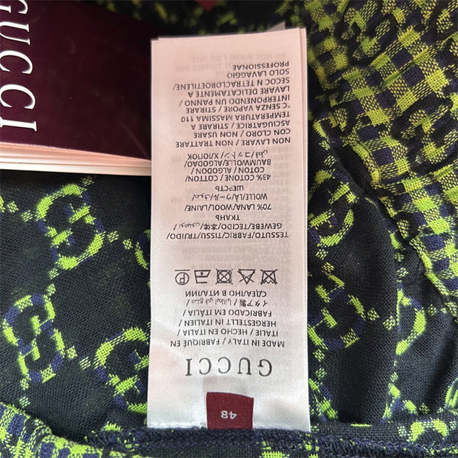 Gucci GG Jacquard Gingham Drawstring Shorts in Neon Green