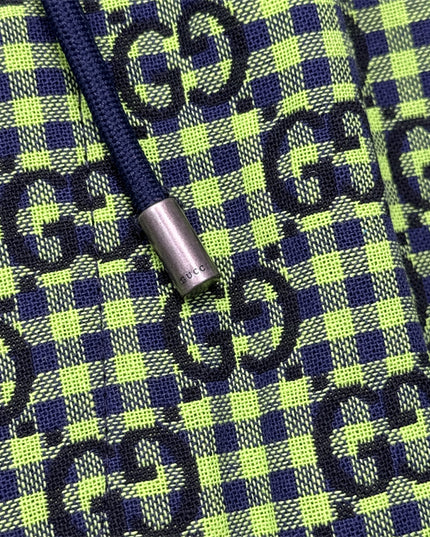 Gucci GG Jacquard Gingham Drawstring Shorts in Neon Green