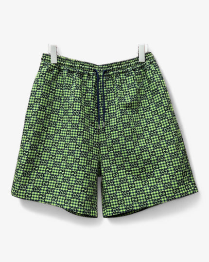 Gucci GG Jacquard Gingham Drawstring Shorts in Neon Green