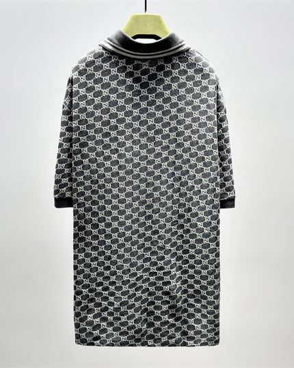 Gucci GG Jacquard Knit Polo Dress in Grey