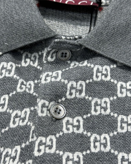 Gucci GG Jacquard Knit Polo Dress in Grey