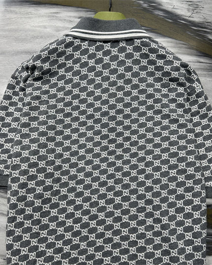 Gucci GG Jacquard Knit Polo Dress in Grey