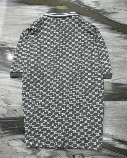 Gucci GG Jacquard Knit Polo Dress in Grey