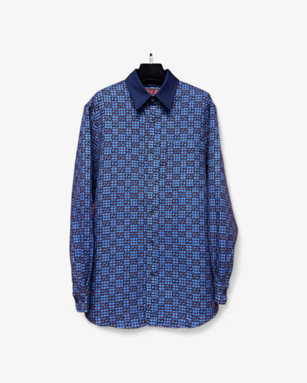 Gucci GG Jacquard Long Sleeve Sweaters Shirt – Blue & Black Check