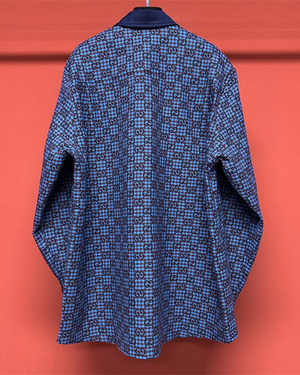 Gucci GG Jacquard Long Sleeve Sweaters Shirt – Blue & Black Check