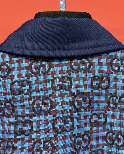 Gucci GG Jacquard Long Sleeve Sweaters Shirt – Blue & Black Check
