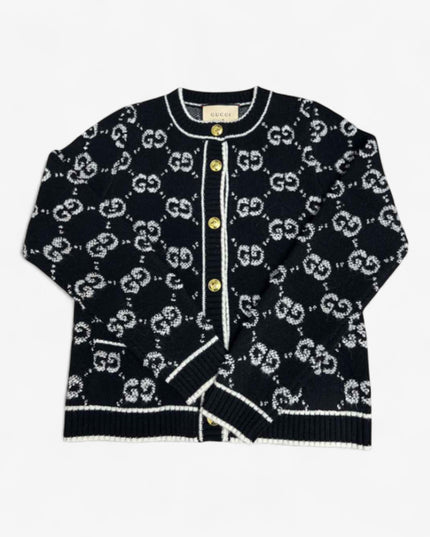 Gucci GG Jacquard Wool Cardigan – Black Jacket