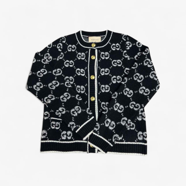 Gucci GG Jacquard Wool Cardigan – Black Jacket