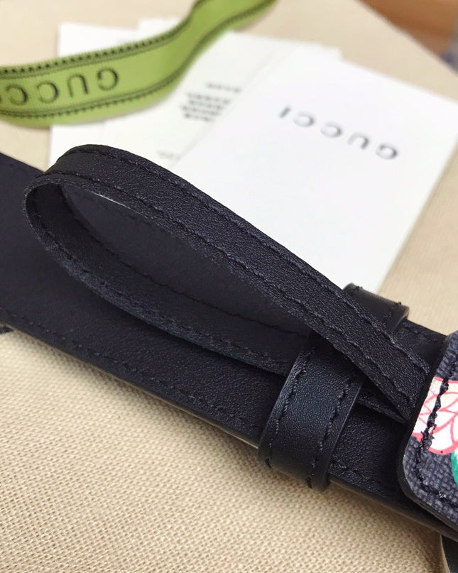 Gucci GG Marmont Belt 414516 – Cartoon Bee Print on GG Canvas