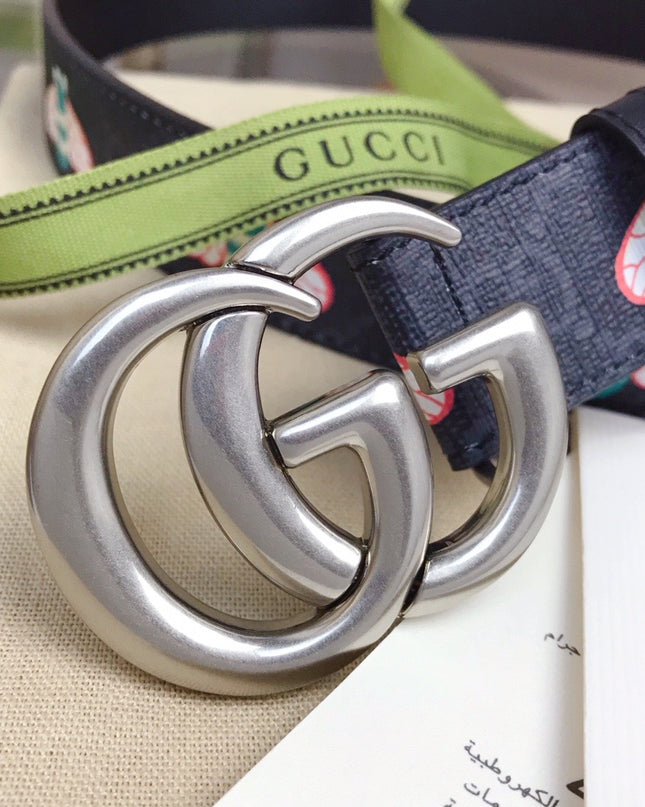 Gucci GG Marmont Belt 414516 – Cartoon Bee Print on GG Canvas